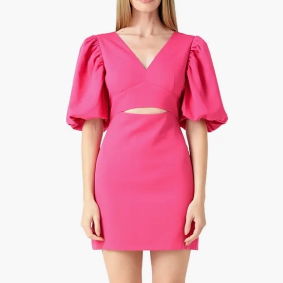 Endless Rose Puff Sleeve Cutout Minidress - Picture 1 of 6